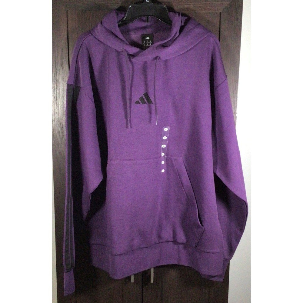 Adidas Mens Future‎ Icons 3-Stripes Hoodie Purple Black Mountain Logo XL NEW